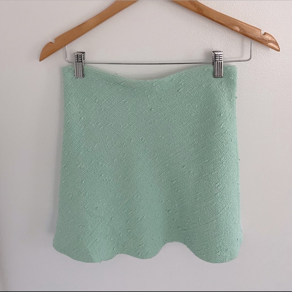 ZARA MINT GREEN TEXTURED MINI SKIRT